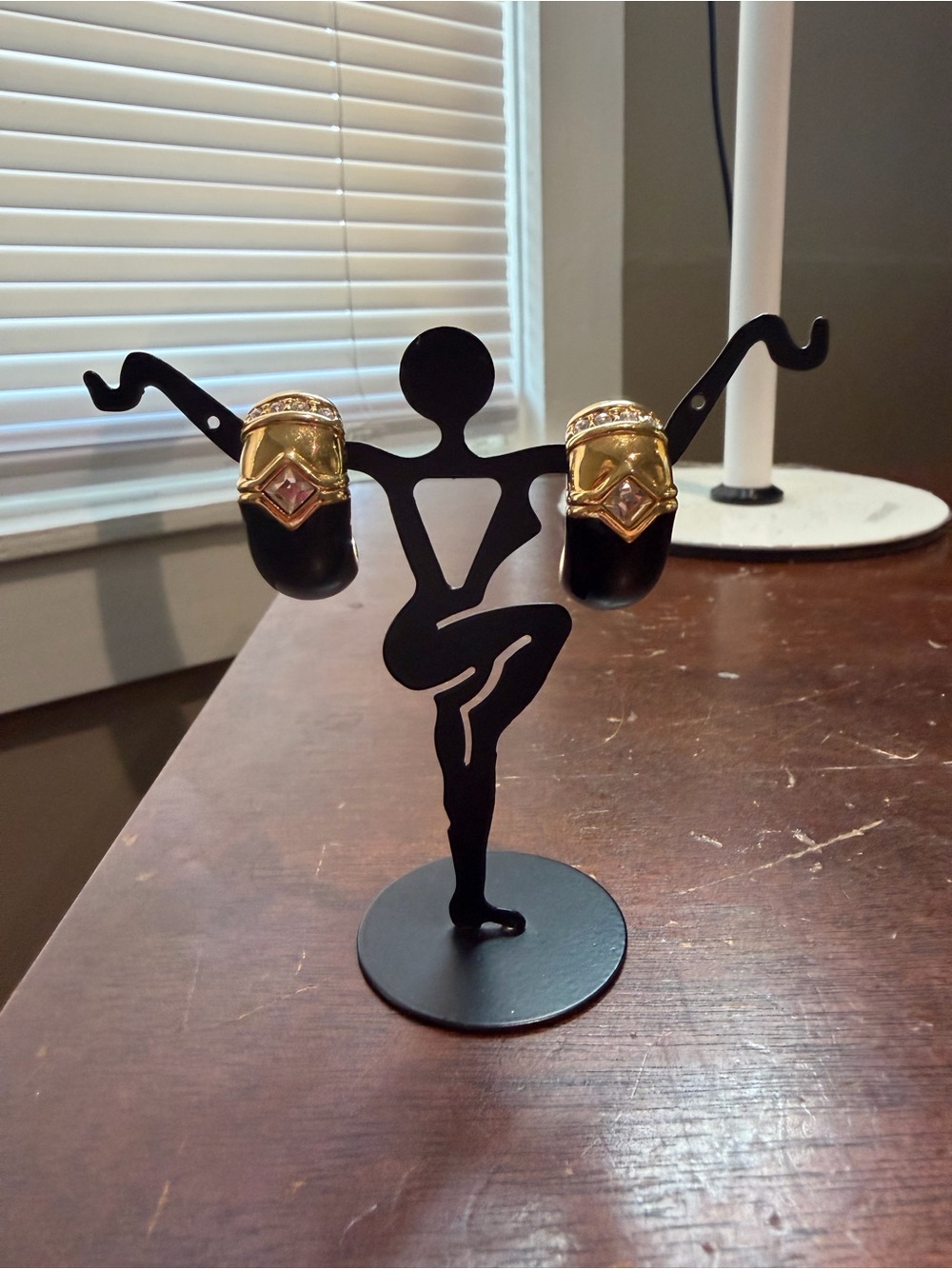 VTG 1980s Givenchy Black Enamel & Crystal Hoop Clip-On Earrings